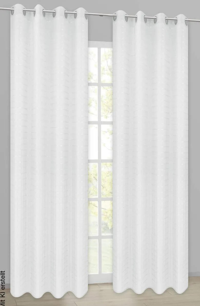 POCOline Ösenvorhang Check weiß B/L: ca. 135x245 cm