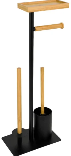 POCOline Stand-WC-Garnitur Nordic Black schwarz hellbraun Edelstahl