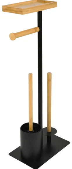 POCOline Stand-WC-Garnitur Nordic Black schwarz hellbraun Edelstahl