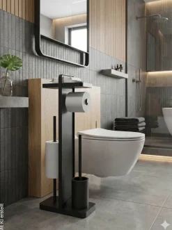 POCOline Stand-WC-Garnitur schwarz Edelstahl