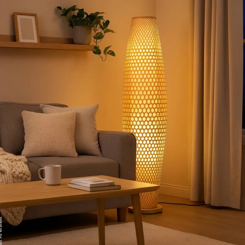 POCOline Stehlampe Amaya Bambus H/D: ca. 120x30 cm E27 1 Brennstellen