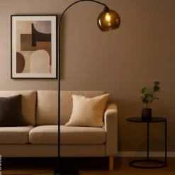 POCOline Stehlampe Olga schwarz Metall B/H/L: ca. 86x175x25 cm E27 1 Brennstellen