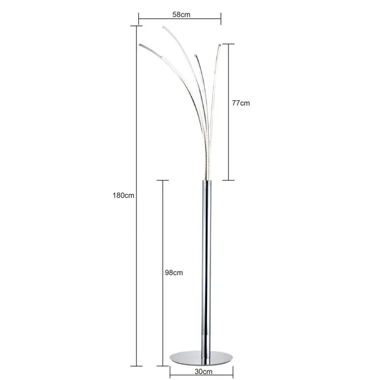 POCOline Stehlampe Palmier Chrom Metall H: ca. 180 cm 5 Brennstellen