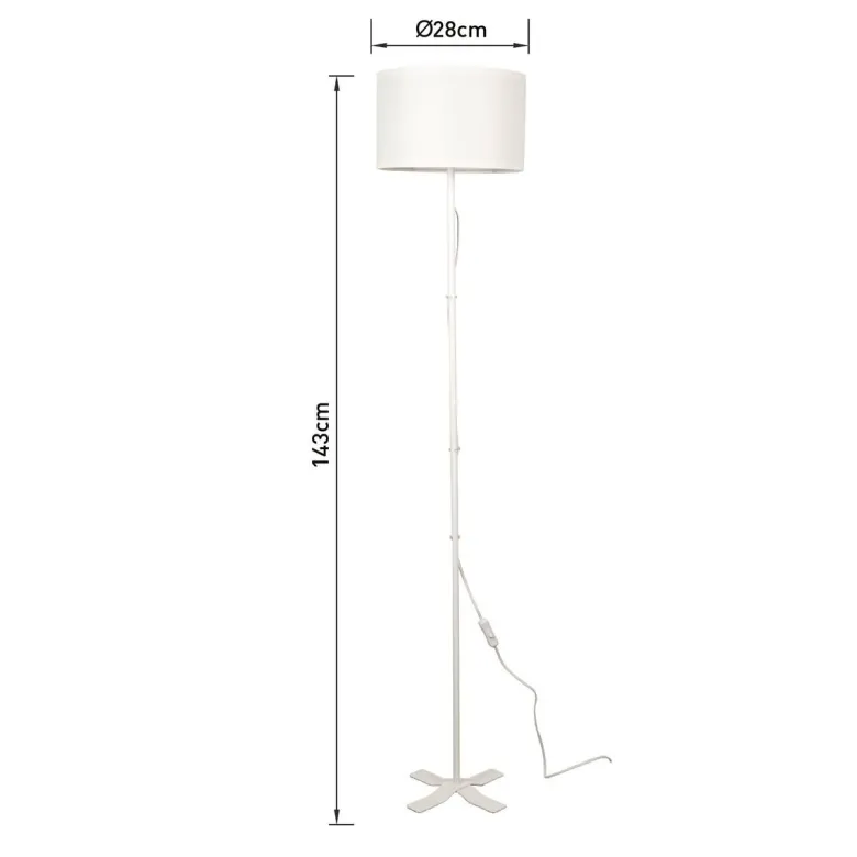 POCOline Stehlampe Zero weiß Metall Kunststoff H/D: ca. 143x28 cm E27 1 Brennstellen