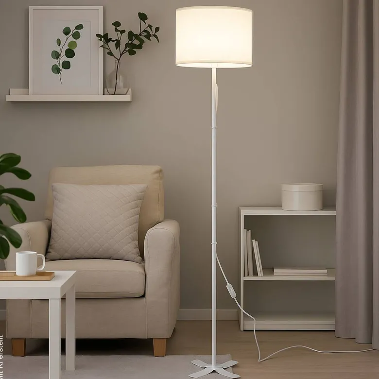 POCOline Stehlampe Zero weiß Metall Kunststoff H/D: ca. 143x28 cm E27 1 Brennstellen