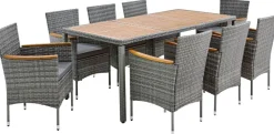 POCOline Tischgruppe Korfu grau Polyrattan