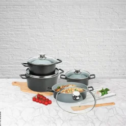 POCOline Topfset schwarz Aluminium 8 tlg.