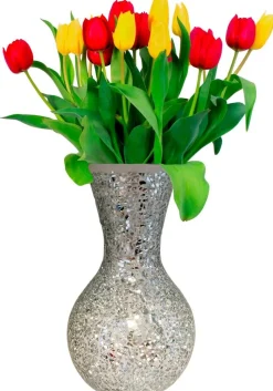 POCOline Vase silber Glas B/H/L: ca. 15x27x15 cm