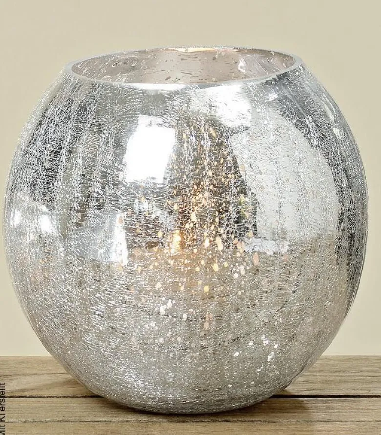 POCOline Windlicht silber Glas H/D: ca. 18x22 cm