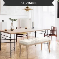 Polsterbank 837-178BG beige B/H/T: ca. 110x48x40 cm