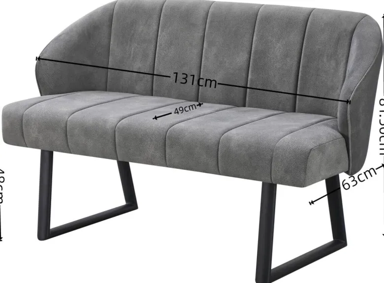 Polsterbank Sven grau B/H/T: ca. 131x81,5x63 cm