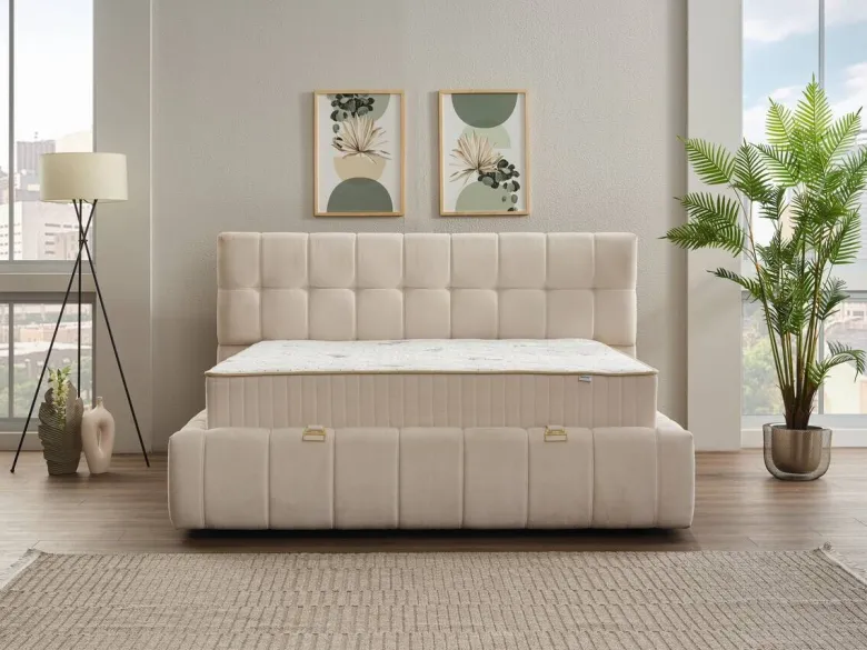 Polsterbett Rosalie beige Liegefläche B/L: ca. 180x200 cm
