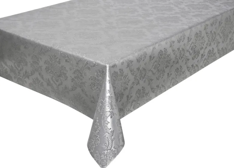 Polyline Abwaschbarer Tischbelag Ornament silber B: ca. 140 cm
