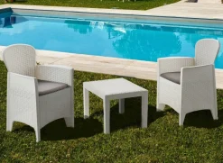 ProGarden Balkonset Akita weiß Kunststoff B/H/L: ca. 47x40x60 cm