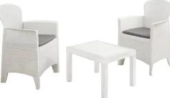 ProGarden Balkonset Akita weiß Kunststoff B/H/L: ca. 47x40x60 cm
