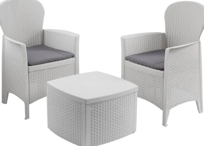 ProGarden Balkonset Three weiß Kunststoff