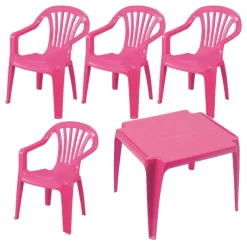 ProGarden Kindermöbel-Set pink Kunststoff B/H/L: ca. 38x53x43 cm