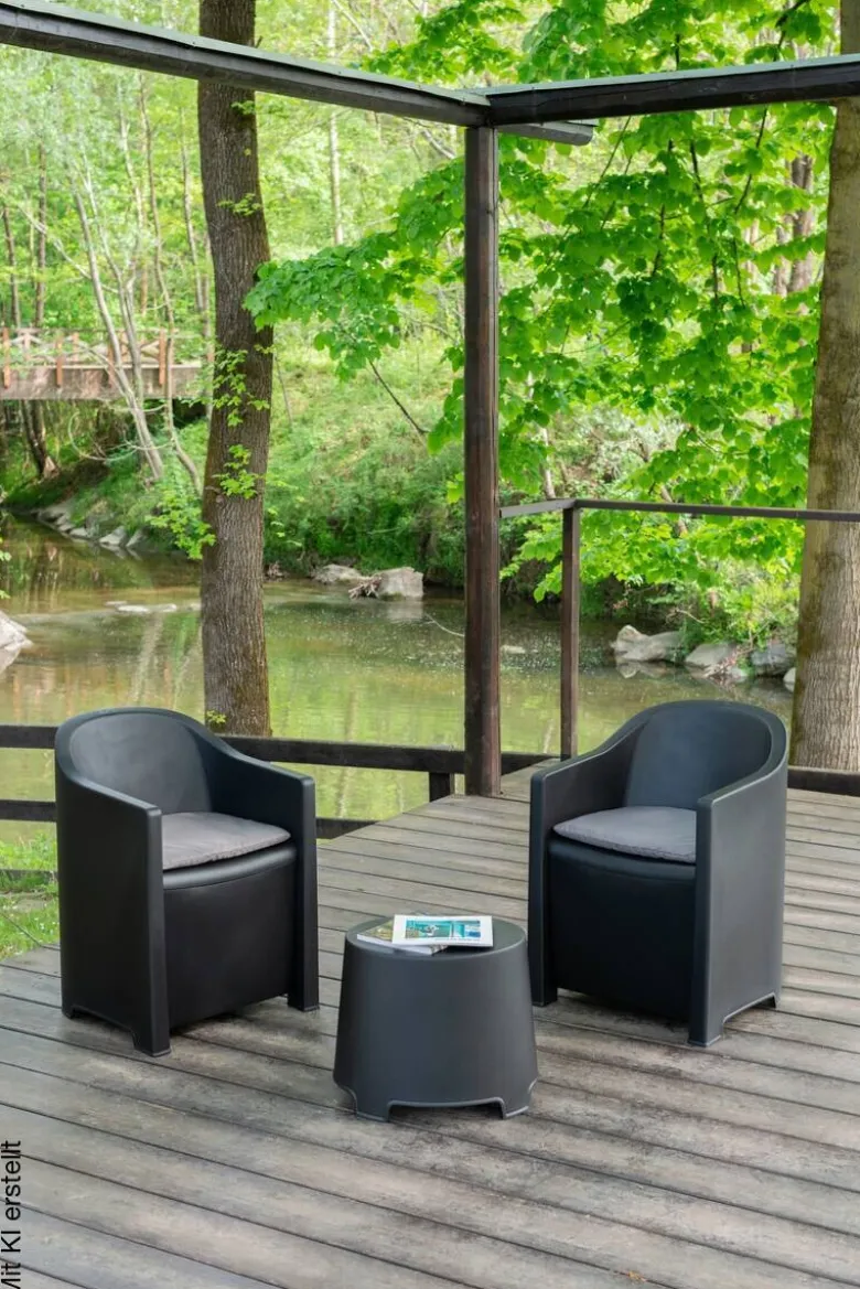 ProGarden Loungeset Luna anthrazit Kunststoff