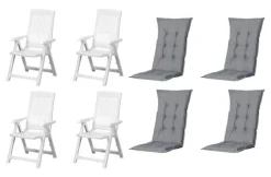 PROGARDEN,MADISON Klappsessel Set + Auflagen Tampa weiß Kunststoff B/H/L: ca. 61x109x60 cm