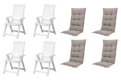 PROGARDEN,MADISON Klappsessel Set + Auflagen Tampa weiß Kunststoff B/H/L: ca. 61x109x60 cm