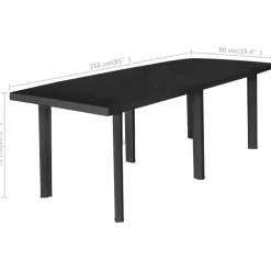 ProGarden Tisch Trio anthrazit Kunststoff B/H/L: ca. 90x72x216 cm