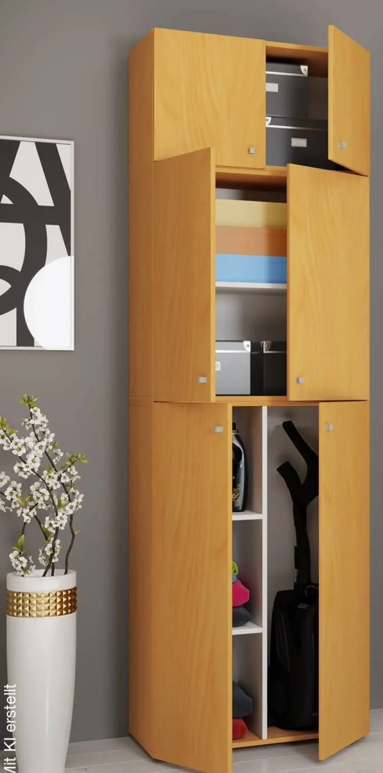 Putzschrank Lona buche Nachbildung weiß B/H/T: ca. 70x223x39 cm