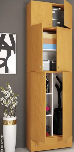 Putzschrank Lona buche Nachbildung weiß B/H/T: ca. 70x240x39 cm