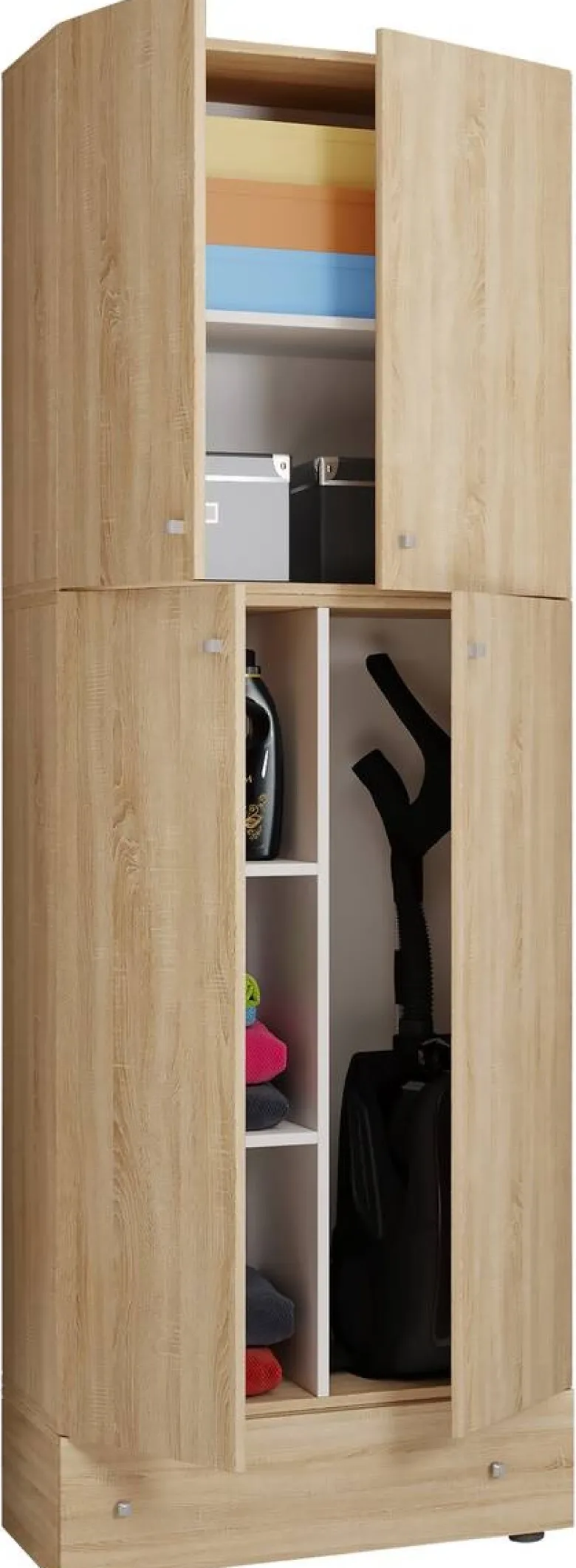 Putzschrank Lona Eiche Sonoma Nachbildung weiß B/H/T: ca. 70x200x39 cm