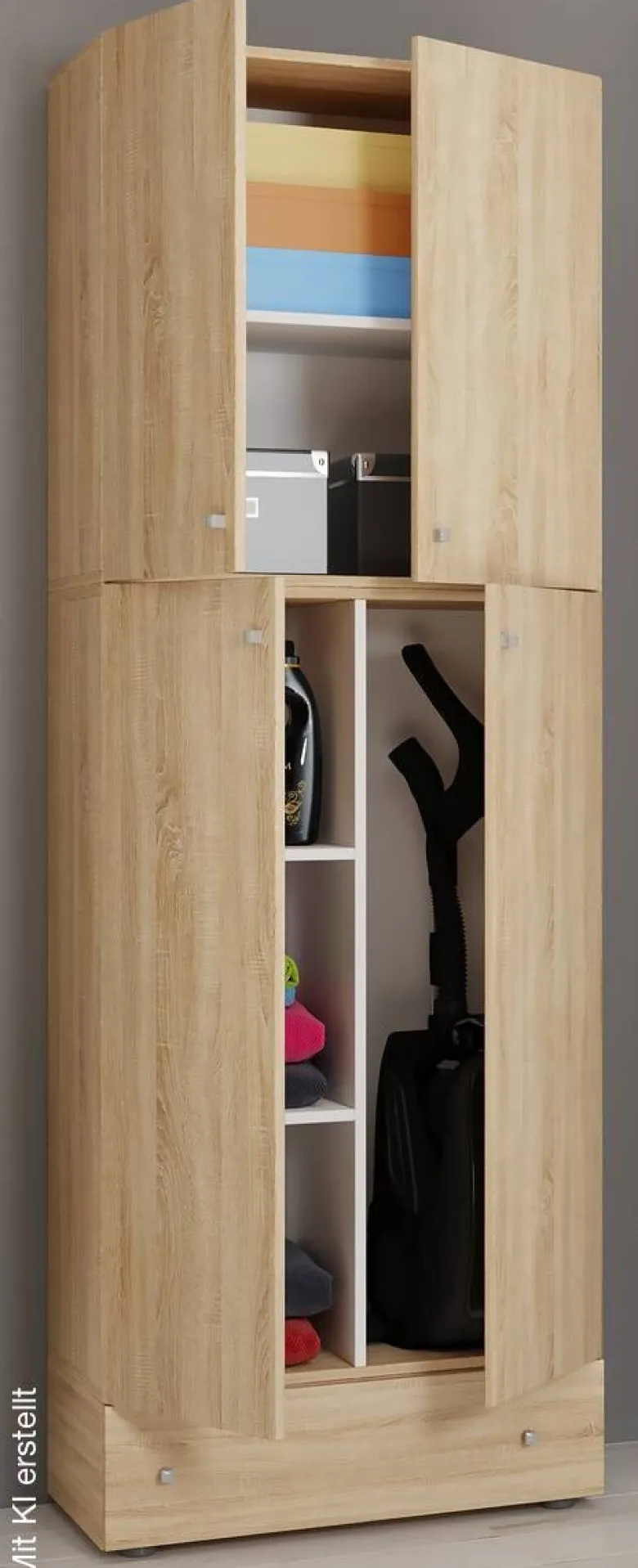 Putzschrank Lona Eiche Sonoma Nachbildung weiß B/H/T: ca. 70x200x39 cm