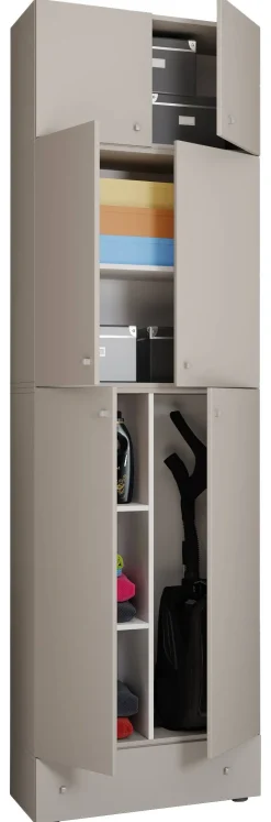 Putzschrank Lona grau weiß B/H/T: ca. 70x240x39 cm