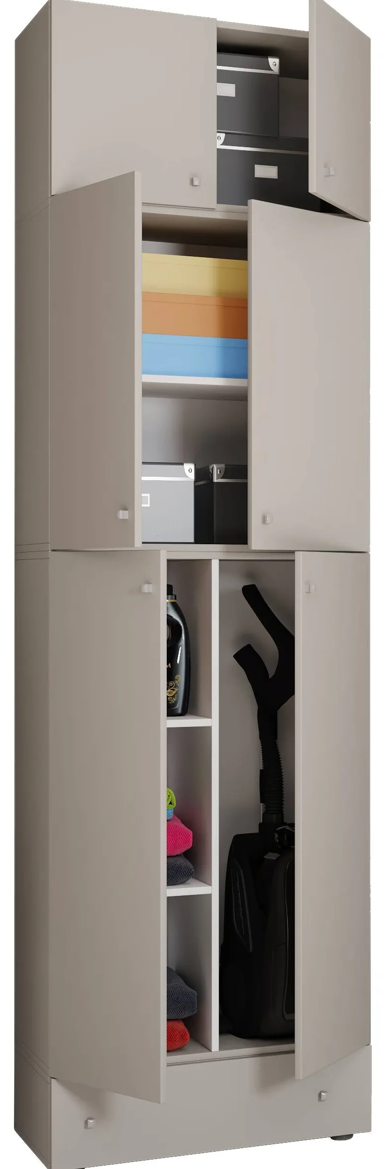 Putzschrank Lona grau weiß B/H/T: ca. 70x240x39 cm