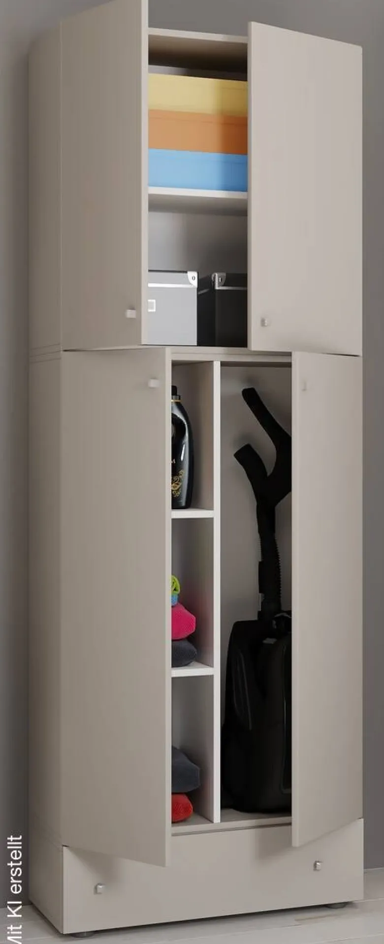 Putzschrank Lona grau weiß B/H/T: ca. 70x200x39 cm