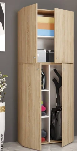 Putzschrank Lona XXL Putzschrank Eiche Sonoma Nachbildung weiß B/H/T: ca. 70x182x39 cm