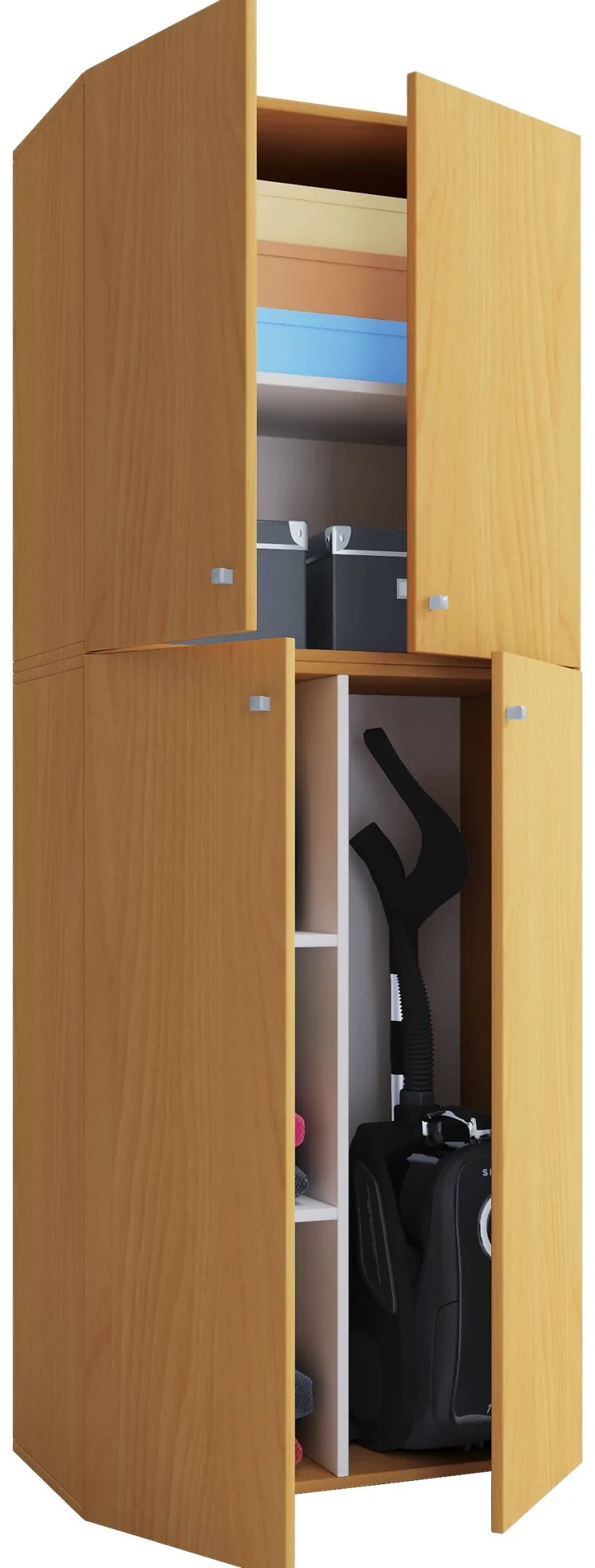 Putzschrank Lona XXL Putzschrank buche Nachbildung weiß B/H/T: ca. 70x182x39 cm