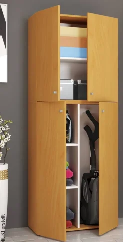 Putzschrank Lona XXL Putzschrank buche Nachbildung weiß B/H/T: ca. 70x182x39 cm