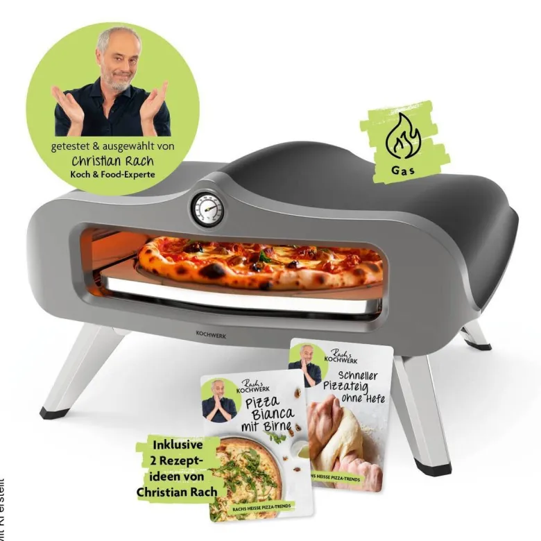 Rachs KOCHWERK Gas-Pizzaofen silber Edelstahl B/H/L/D: ca. 61,5x32x70,5x55 cm