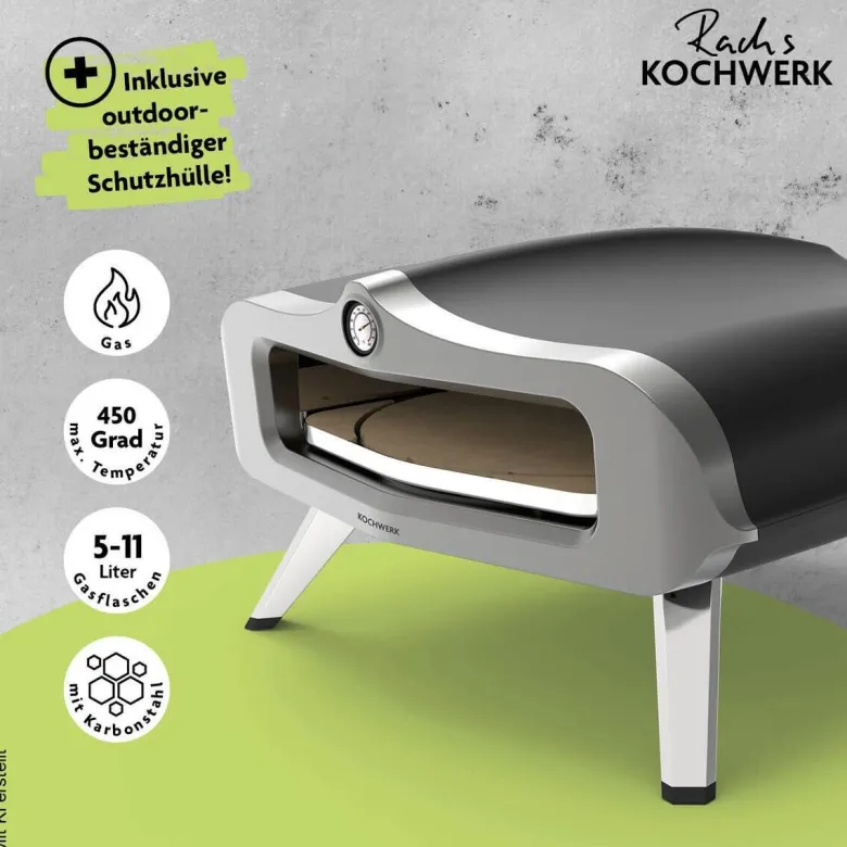 Rachs KOCHWERK Gas-Pizzaofen silber Edelstahl B/H/L/D: ca. 61,5x32x70,5x55 cm