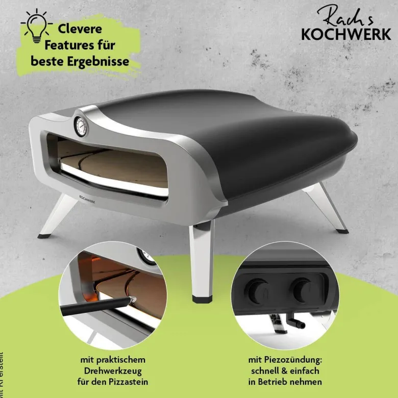 Rachs KOCHWERK Gas-Pizzaofen silber Edelstahl B/H/L/D: ca. 61,5x32x70,5x55 cm