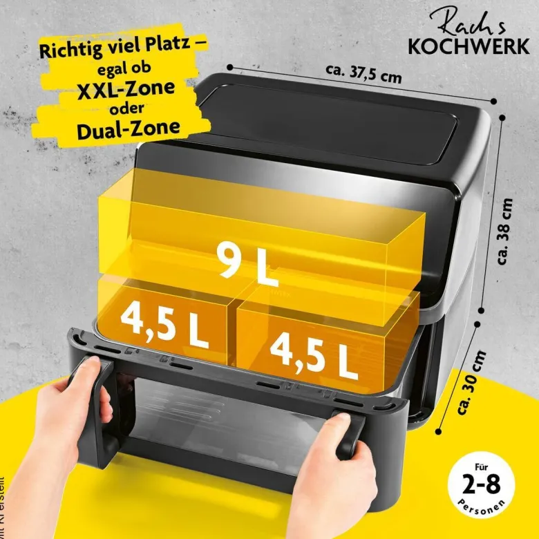 Rachs KOCHWERK Heißluftfritteuse 14349 schwarz Kunststoff B/H/L: ca. 37,5x38x30 cm ca. 9 l