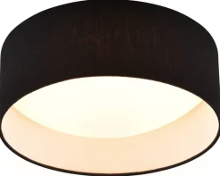 Reality LED-Deckenleuchte Locarno schwarz weiß Stoff Kunststoff H/D: ca. 11x30 cm 1 Brennstellen