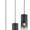 Reality Pendelleuchte Robin schwarz Rauch Glas Metall B/H: ca. 35x150 cm E27 3 Brennstellen