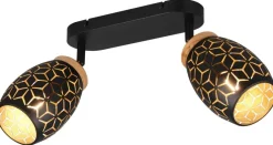 Reality Spot 2-flg. Bidar schwarz gold Metall B/H/L: ca. 28x27x12 cm E14 2 Brennstellen