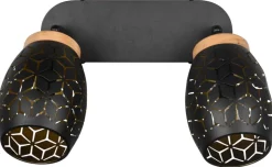 Reality Spot 2-flg. Bidar schwarz gold Metall B/H/L: ca. 28x27x12 cm E14 2 Brennstellen