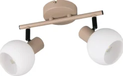 Reality Spot 2-flg. Boba beige Metall B/H/L: ca. 25x18,5x10 cm E14 2 Brennstellen