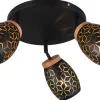 Reality Spotrondell 3-flg. Bidar schwarz gold Metall D: ca. 27 cm E14 3 Brennstellen
