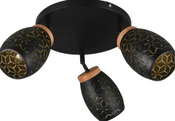 Reality Spotrondell 3-flg. Bidar schwarz gold Metall D: ca. 27 cm E14 3 Brennstellen