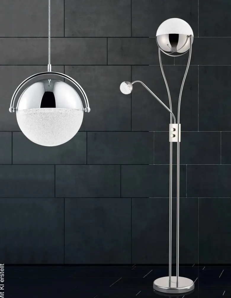 Reality Stehlampe Kris Chrom weiß Metall H: ca. 180 cm