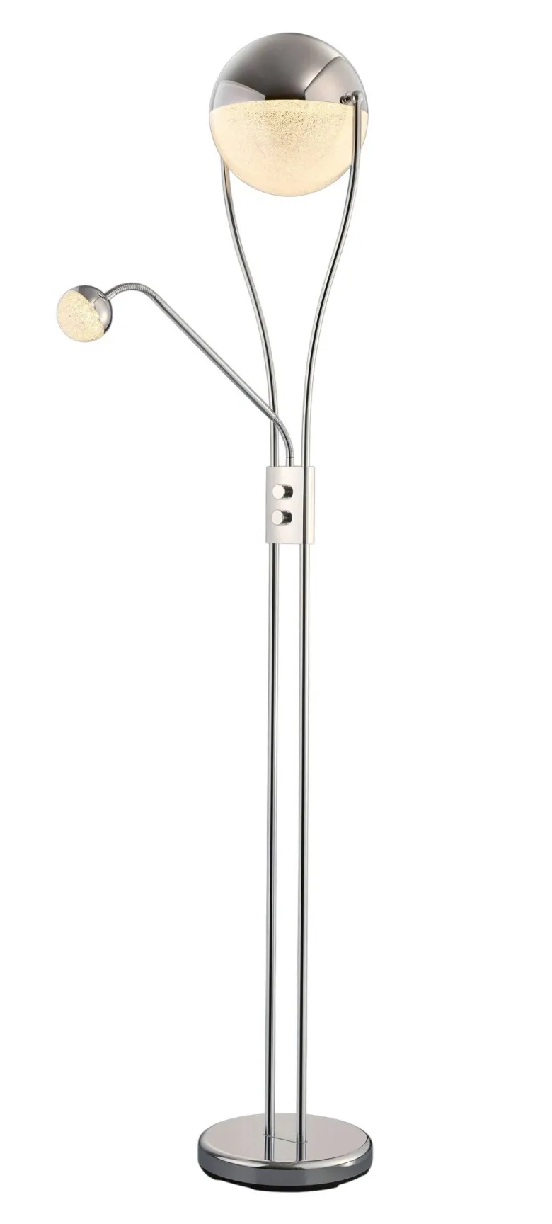 Reality Stehlampe Kris Chrom weiß Metall H: ca. 180 cm