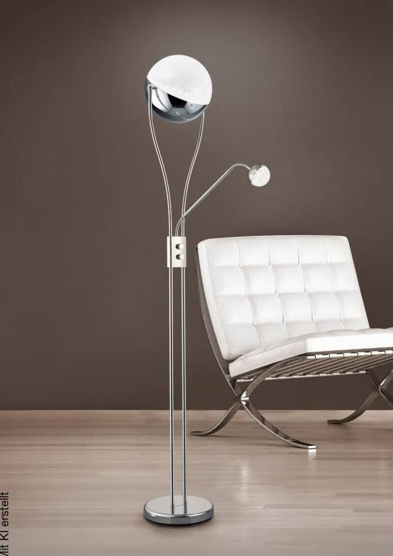 Reality Stehlampe Kris Chrom weiß Metall H: ca. 180 cm