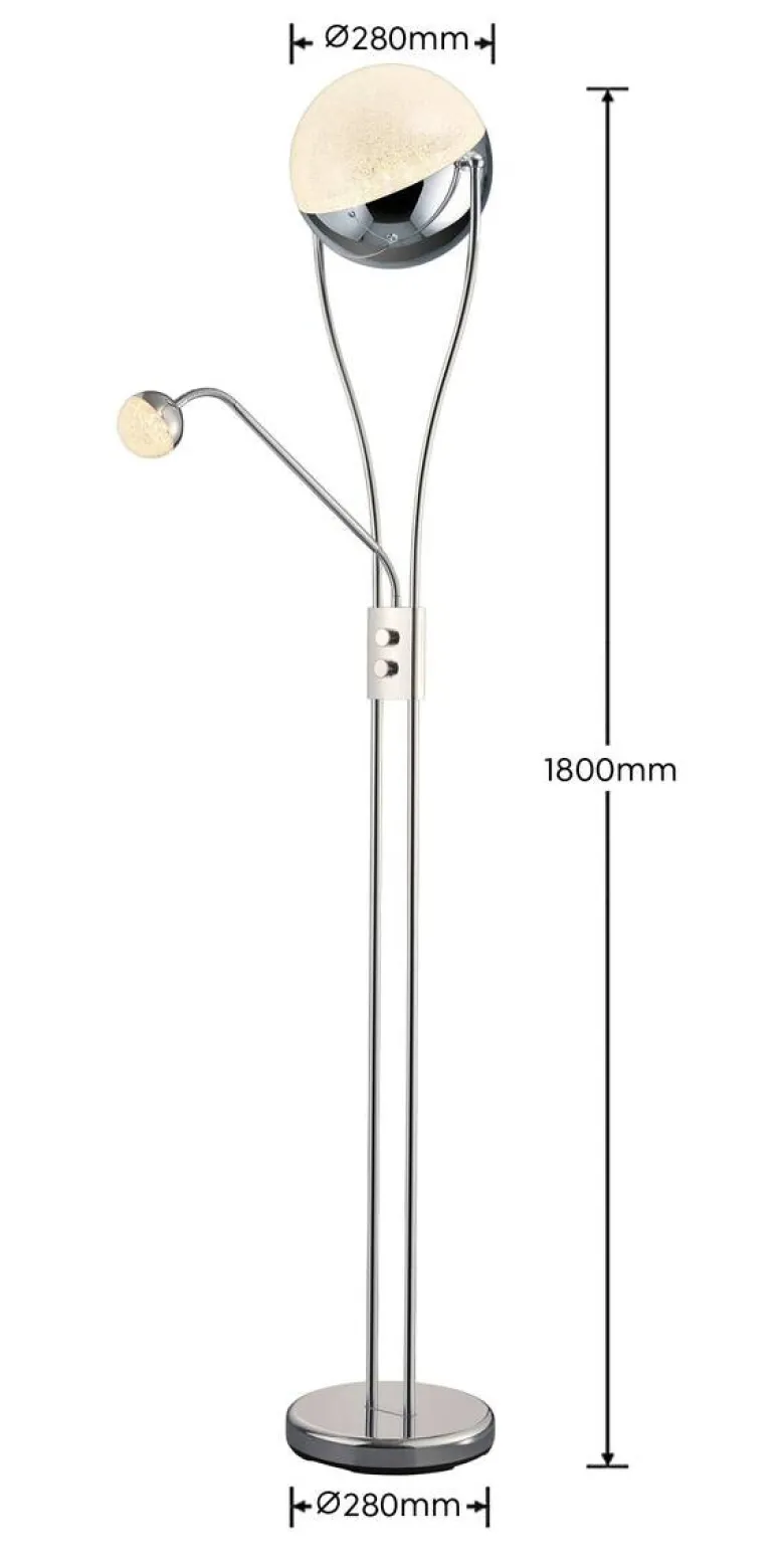 Reality Stehlampe Kris Chrom weiß Metall H: ca. 180 cm